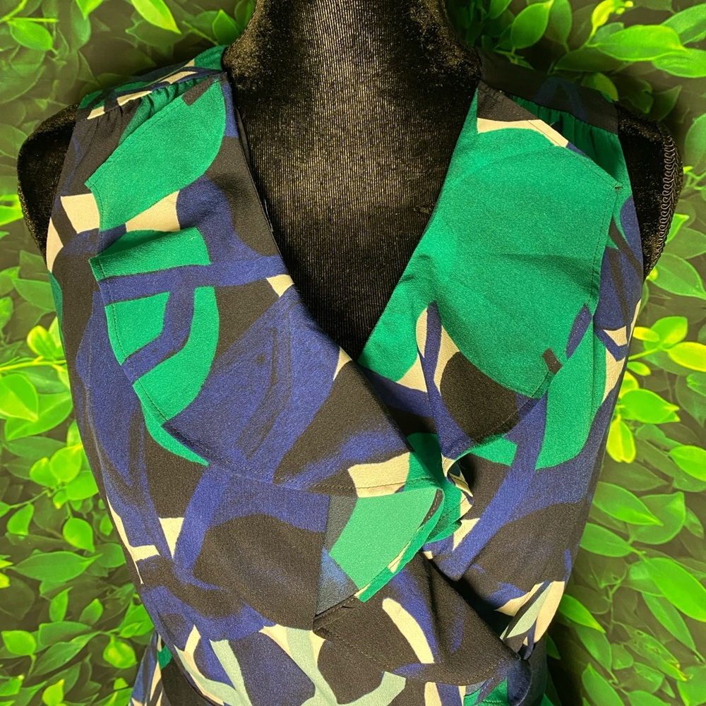 Ann Taylor blue/ green sleeveless dress